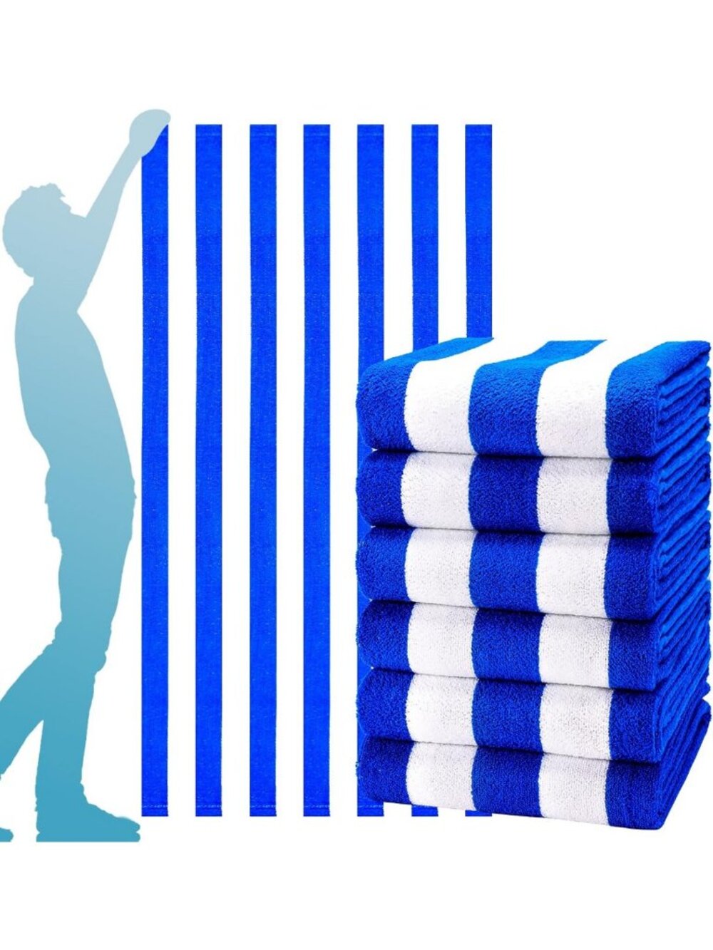 6 Pack XL Stripe Beach Towels - Soft, Absorbent, Oversized for Pool & Travel